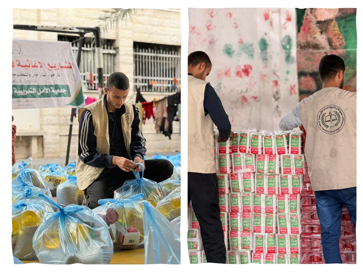 العطاء في أحلك الأوقات ... توزيع الطرود الغذائية على النازحين في خيام غزة